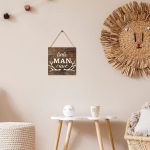 Jetec Little Man Cave Wood Sign Decor Home Vintage Little Man Cave Antlers Wood Pallet 7 x 7 Inch Rustic Brown Wall Hanging Sign Farmhouse Wall Decor for Baby Home Bedroom Living Room - Image 6